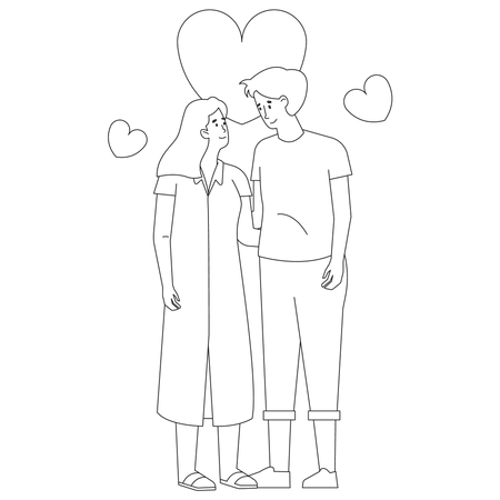 Valentine Couple Look at each other Illustration