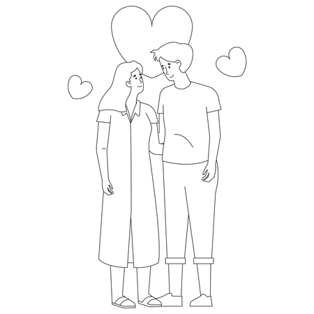 Valentine Couple Look at each other Illustration