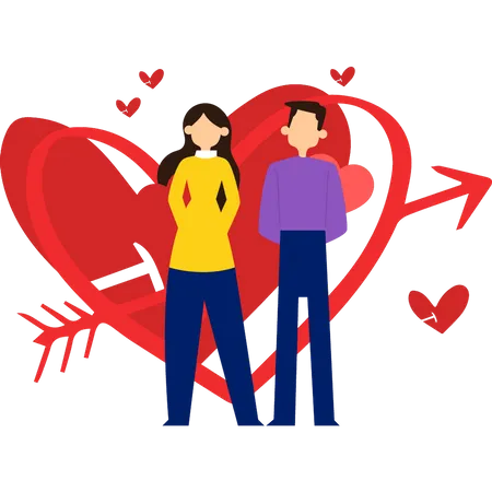 Valentine couple standing together Illustration