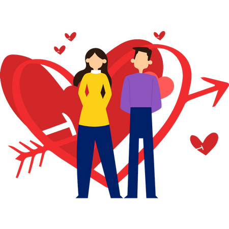 Valentine couple standing together  Illustration