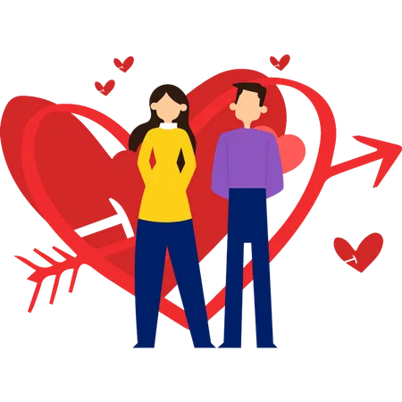 Valentine couple standing together  Illustration