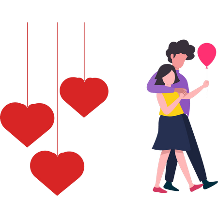 Valentine couple walking Illustration