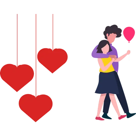 Valentine couple walking Illustration