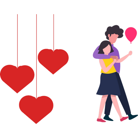 Valentine couple walking  Illustration