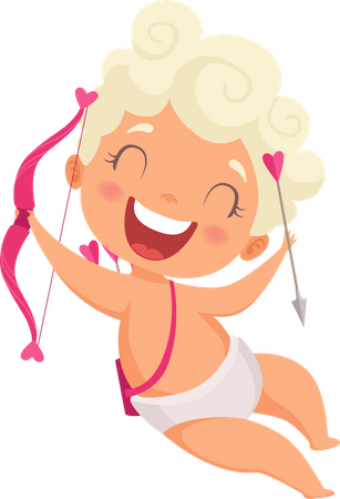 Valentine cupid with bow and arrow  Illustration