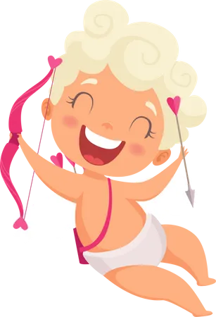 Valentine cupid with bow and arrow  Illustration