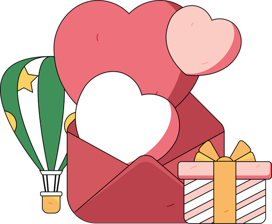 Valentine gifts and letter  Illustration