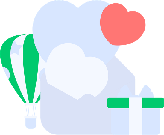 Valentine gifts and letter  Illustration