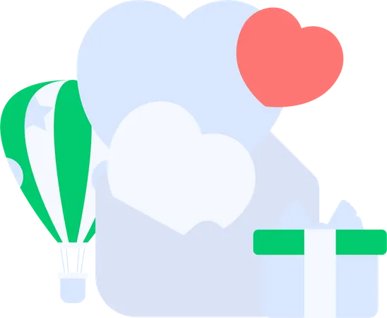 Valentine gifts and letter  Illustration