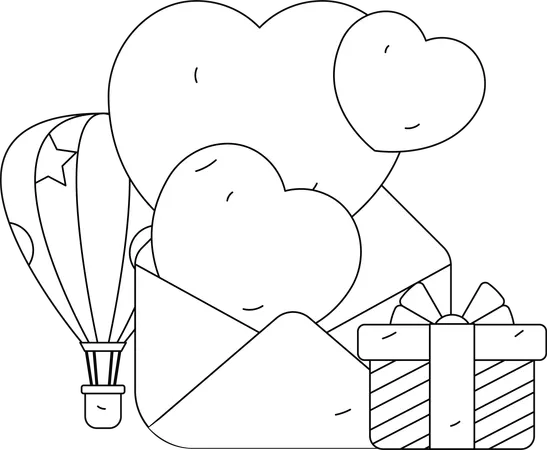 Valentine gifts and letter  Illustration
