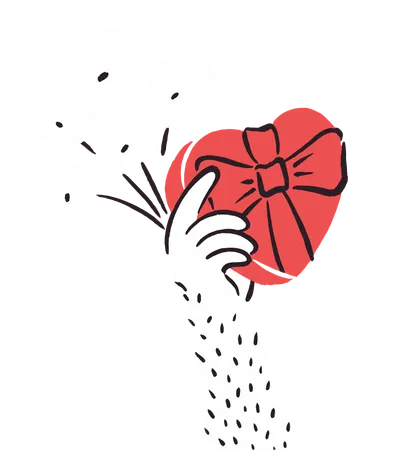 Flowers And Heart Shaped Gift A Romantic Greeting Illustration