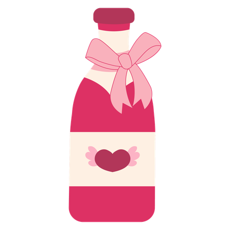 Valentine Wine Bottle  Illustration