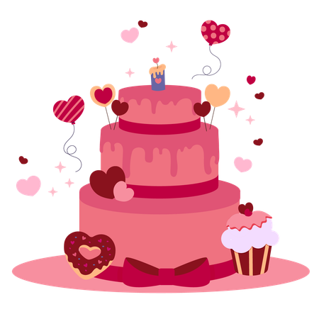 Valentines Cake  Illustration