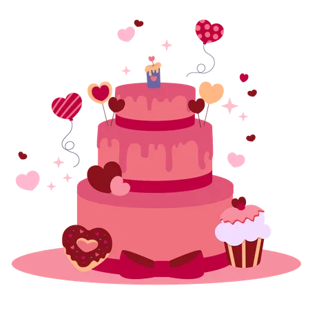 Valentines Cake  Illustration