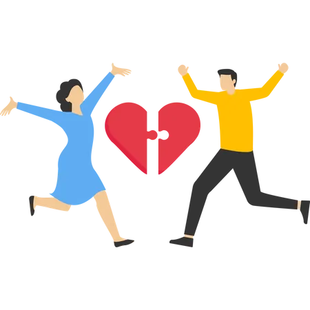Valentines Day Man And Woman Holding Heart Balloon Girlfriend And Boyfriend Couple Hearts Sign Vector Illustration Design Concept In Flat Style Illustration