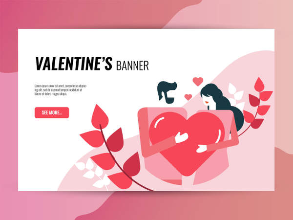 Valentine's day horizontal  banner template  Illustration