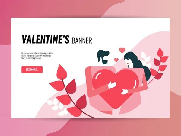 Valentine's day horizontal  banner template  Illustration