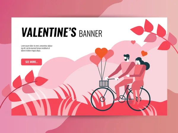 Valentine's day horizontal  banner template  Illustration