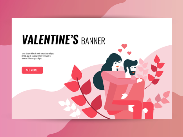 Valentine's day horizontal  banner template  Illustration