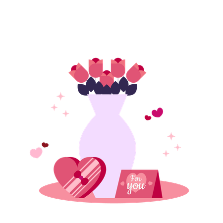 Valentines Flower Vase  Illustration