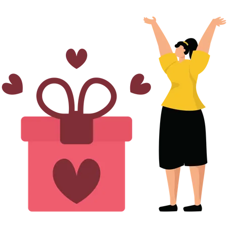 Valentines hearts and gifts  Illustration