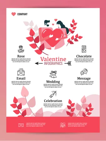 Infografiken und Postervorlage zum Valentinstag  Illustration