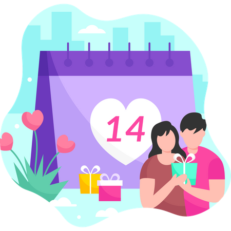 Kalender zum Valentinstag  Illustration