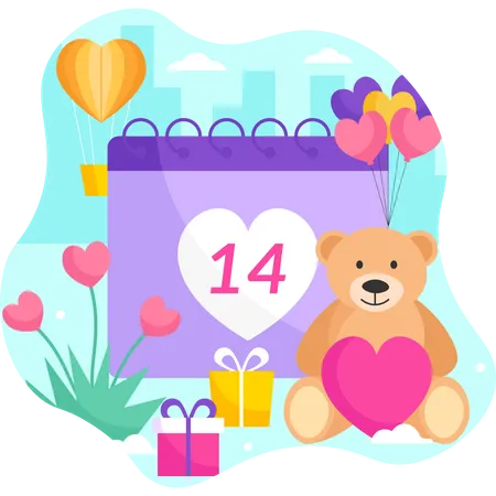 Valentinstag Kalender  Illustration