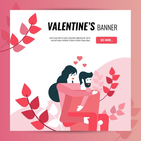 Quadratische Bannervorlage zum Valentinstag  Illustration