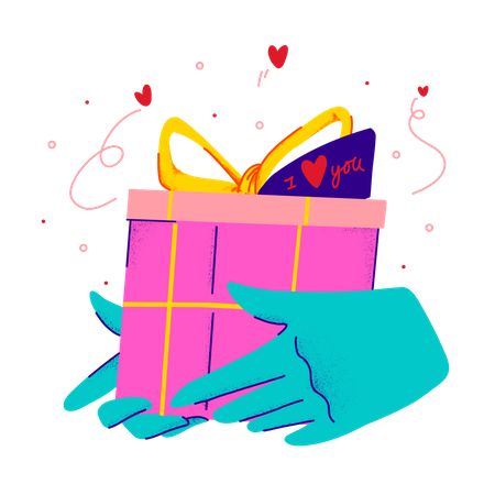 Valentinstagsgeschenk geben  Illustration