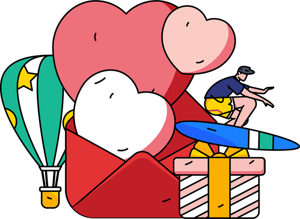 Valentinstag Geschenk und Post  Illustration