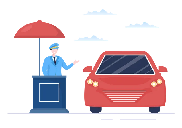 Ilustración de coche de valet parking  Ilustración