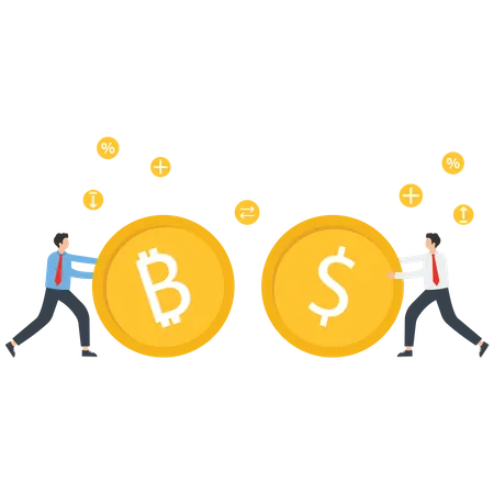 Valor de Bitcoin comparado con el dinero en dólares  Ilustración