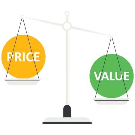 Value and Price balance on scale  イラスト