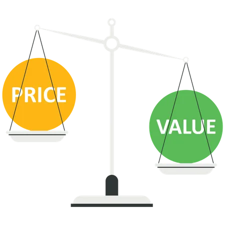 Value and Price balance on scale  Illustration