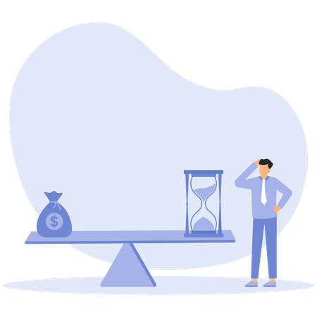 Value time and money and evaluation time investments in comparison with profit  Illustration