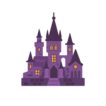 Vampire Castle Halloween Flat Illustration Illustration