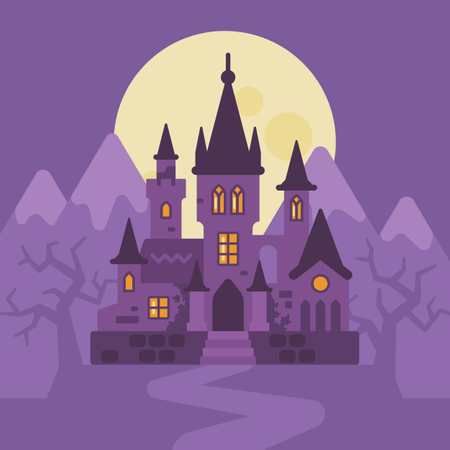 Vampire Castle Halloween Scene  Illustration