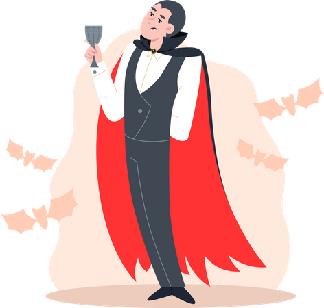 Vampire holding glass  Illustration