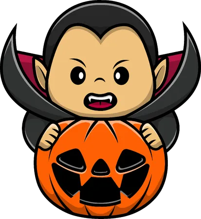 Vampire With Pumpkin Halloween  イラスト