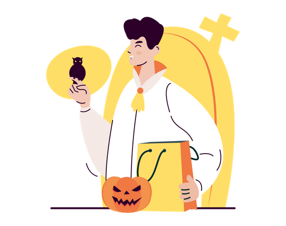 Vampirkostüm für die Halloweenparty  Illustration