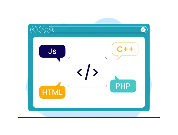 Varios lenguajes de programación para el desarrollo de sitios web  Ilustración