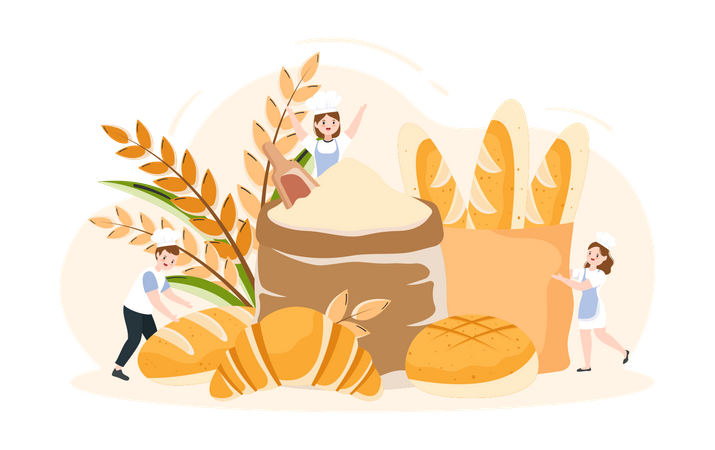 Various Breads And Grain  Illustration