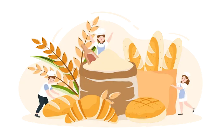 Various Breads And Grain  Illustration