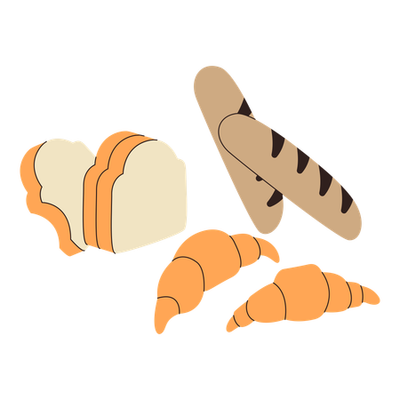 Various types of bread  イラスト