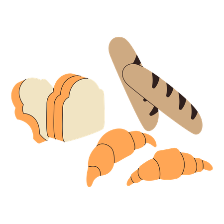 Various types of bread  Illustration