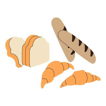 Various types of bread  Illustration