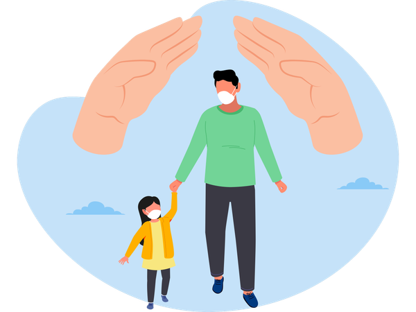 Vater bietet Tochter Obdach  Illustration