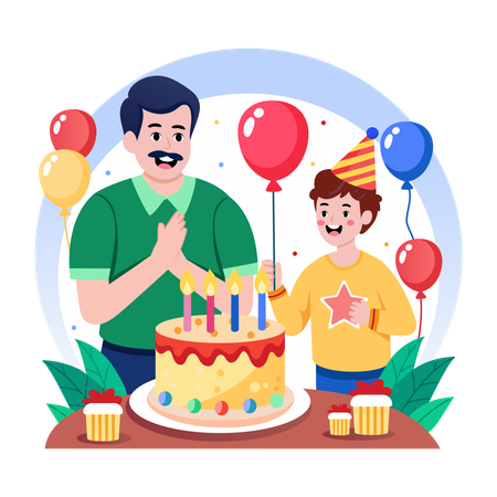 Vater feiert Geburtstagsparty  Illustration