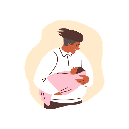 Vater hält Baby in Decke gewickelt  Illustration